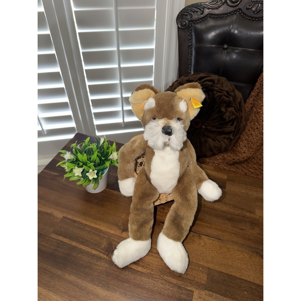 Steiff Terrier Dog Puppy  13.78 Inches Vintage Stuffed Animal Plush Realistic